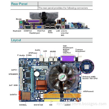 Motherboard Combo, with Amd 3200+ CPU Embedded, Barebone